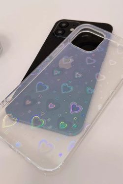 Y2K Gradient Laser Heart iPhone Case for Various Models
