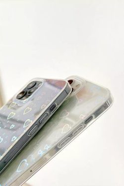 Y2K Gradient Laser Heart iPhone Case for Various Models