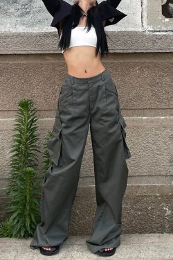 Y2K Green Cargo Pants for Women - Harajuku Aesthetic