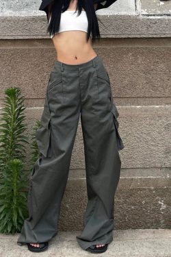 Y2K Green Cargo Pants for Women - Harajuku Aesthetic