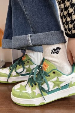 Y2K Green Star Platform Sneakers Harajuku Kawaii