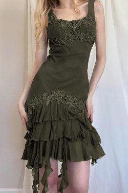 Y2K Grunge Aesthetic Irregular Hem Sundress