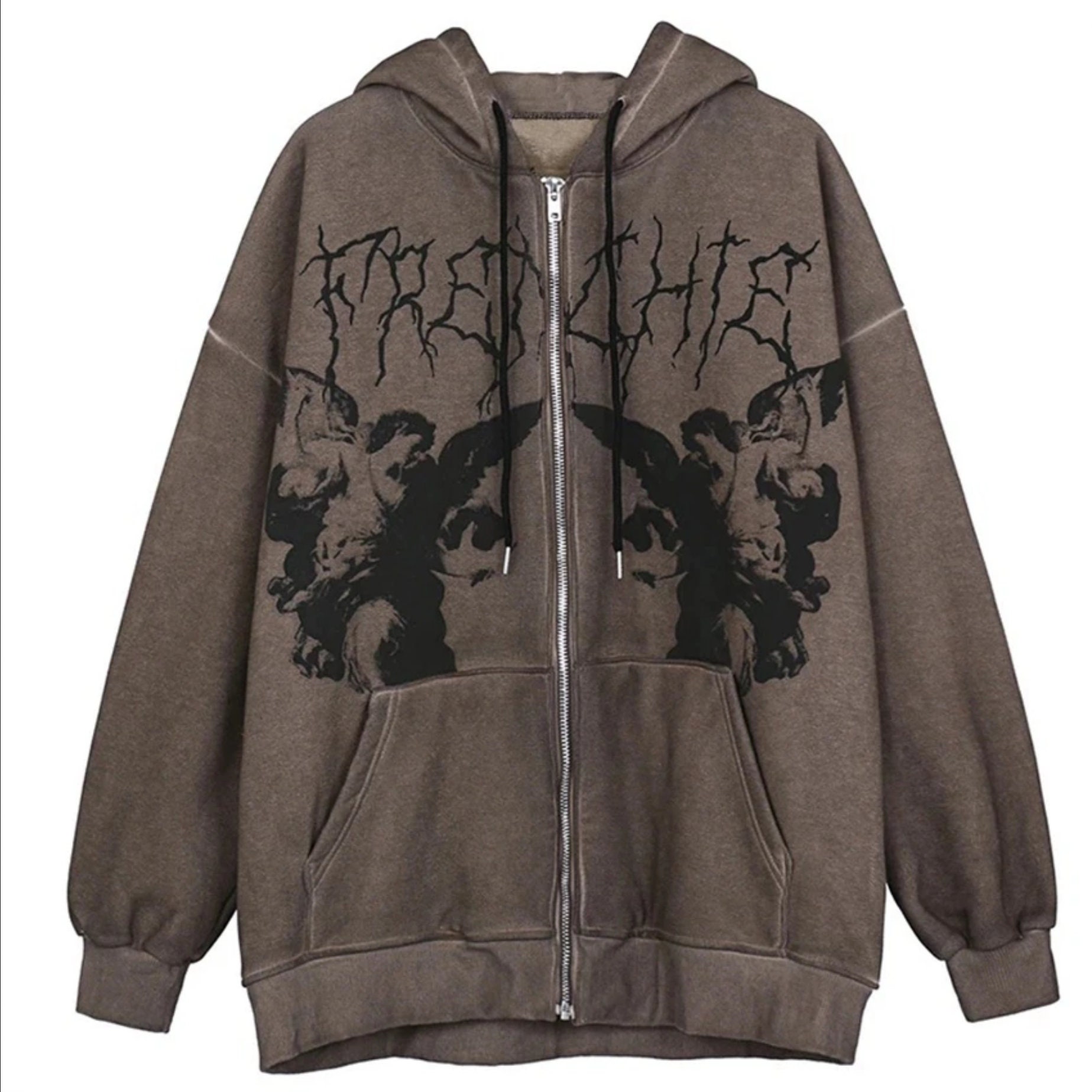 Y2K Grunge Gothic Print Unisex Hoodie - Loose Fit Sweater