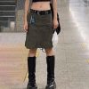 Y2K Grunge Punk Low Waist Cargo Midi Skirt Vintage 90s