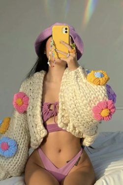 Y2K Handmade 3D Strawberry Knitted Sweater Cardigan