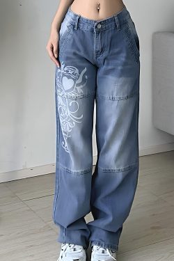 Y2K Harajuku Cargo Jeans - Dark Blue High Waist Streetwear