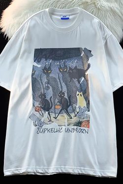 Y2K Harajuku Cat Print T-Shirt | Fashion Streetwear Tee