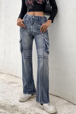 Y2K Harajuku Denim Cargo Pants & Vintage Skinny Jeans