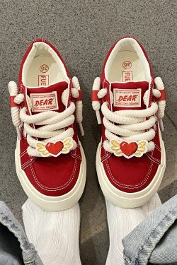 Y2K Harajuku Red Platform Sneakers for Women and Unisex