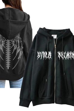 Y2K Harajuku Spine Sweatshirt - Grunge Gothic Streetwear