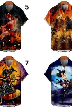 Y2K Hawaiian Shirt for Men - Horror Print Hip Hop Rock Harajuku Style