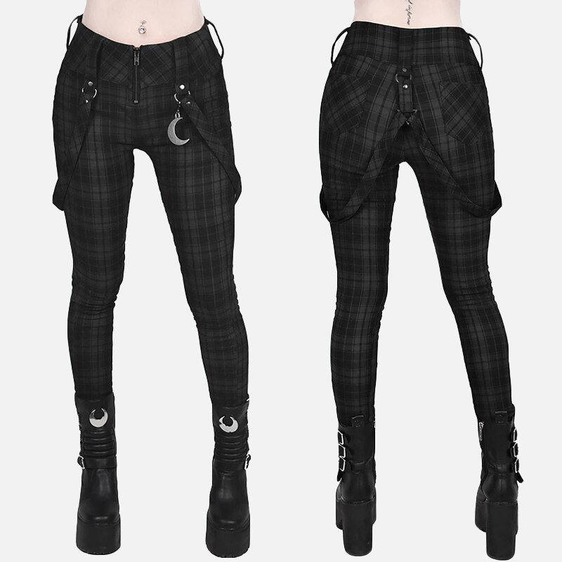 Y2K High Waist Gothic Black Pencil Pants with Zipper
