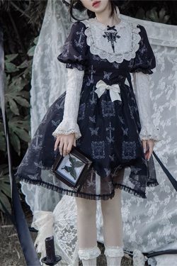 Y2K High Waist Gothic Lolita Butterfly Dress