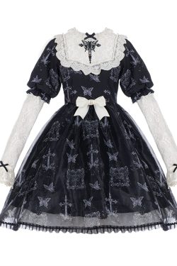 Y2K High Waist Gothic Lolita Butterfly Dress