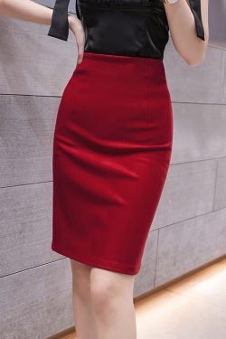 Y2K High Waist Pencil Skirt for Women - Elegant Midi Length