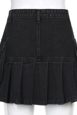 Y2K High Waist Pleated Mini Skirt with Pockets