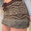 Y2K High Waisted Knitted Mini Skirt - Winter Fashion