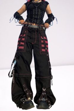 Y2K High Waisted Patchwork Cargo Pants Streetwear