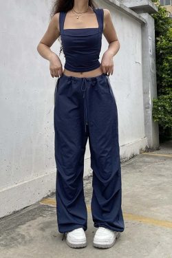 Y2K High Waisted Wide Leg Sweatpants Vintage Streetwear