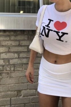 Y2K I Love NY Ladies Tee Harajuku Streetwear Crop Top