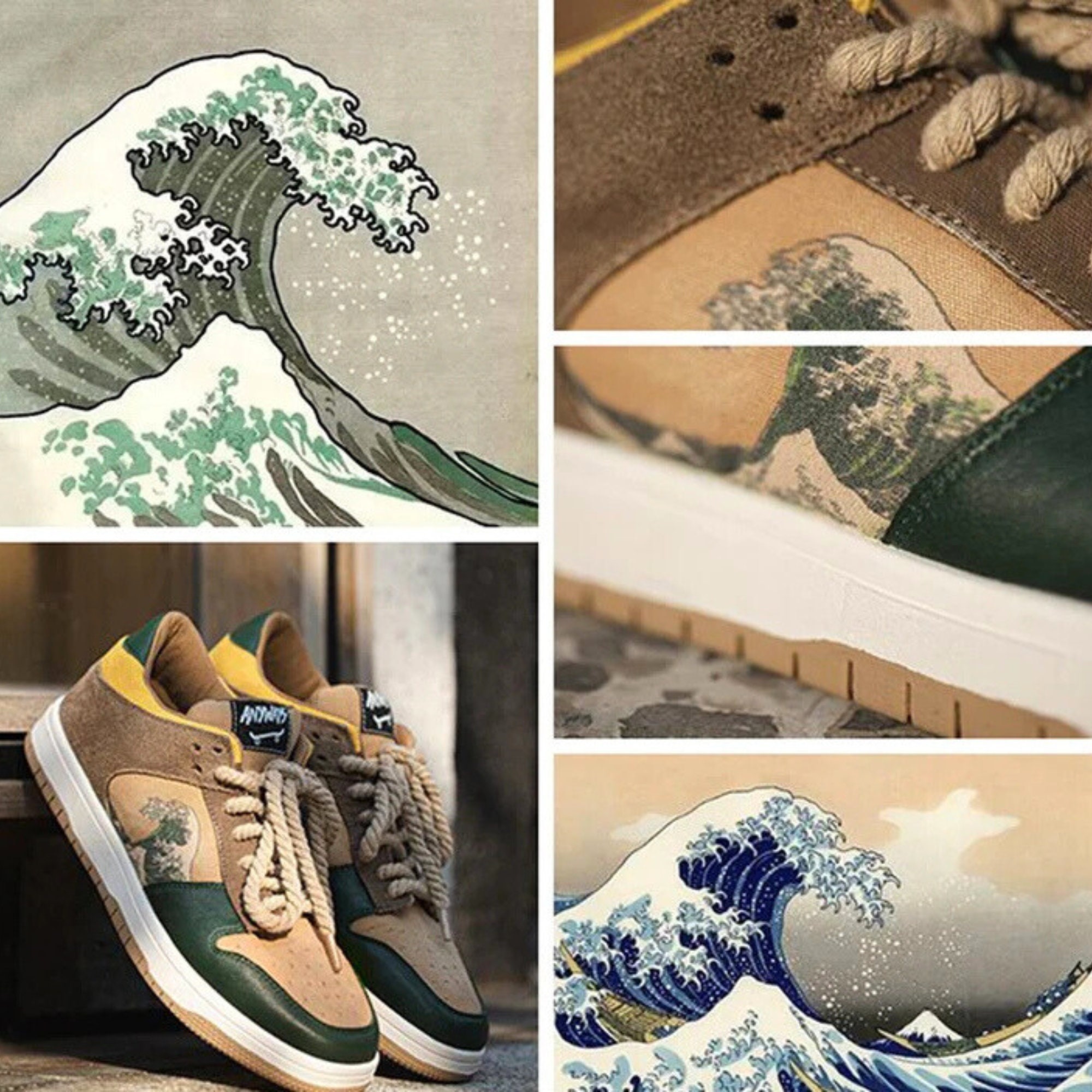 Y2K Inspired Great Wave Sneakers Van Gogh Starry Night Art