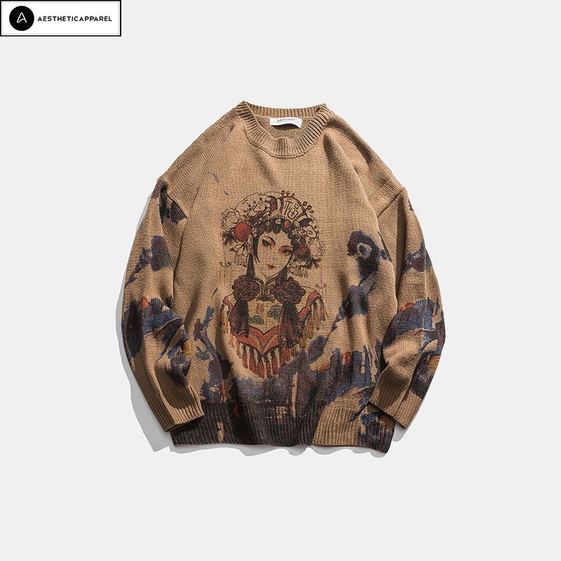 Y2K Japanese Print Sweater - Trendy Fashion for Y2K Clothing