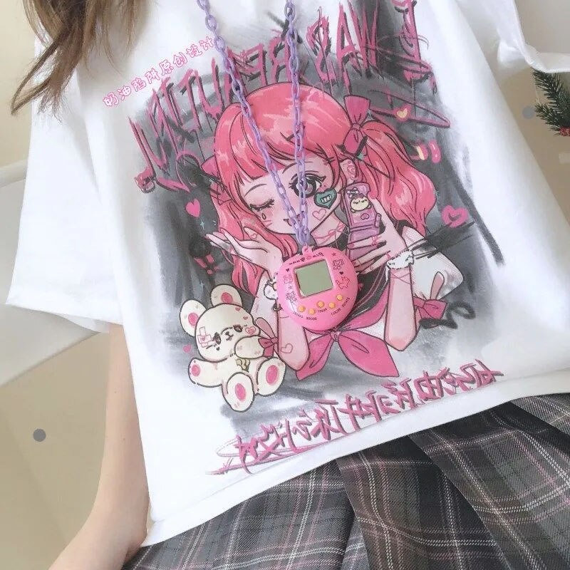 Y2K Kawai Gothic TeeShirt | Emo Anime Punk Fairy Grunge Goth Egirl Cat