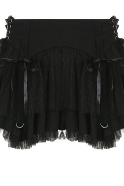 Y2K Knit Patchwork Mini Skirt - Low Waist, Lace-Up, Grunge Vintage
