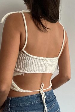 Y2K Knitted Crop Top | Lace Up | Fashionable Clothing