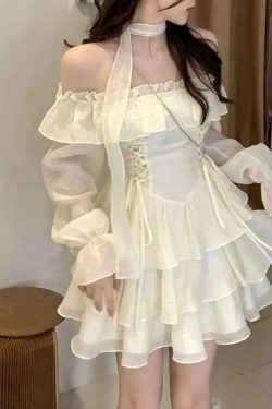 Y2K Korean Style Ruffled Fairy Dress - Elegant Summer Party Dress