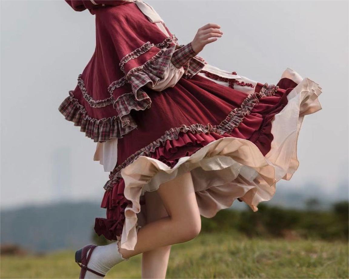 Y2K Little Red Riding Hood Lolita Sweet Pink Ballet Dress