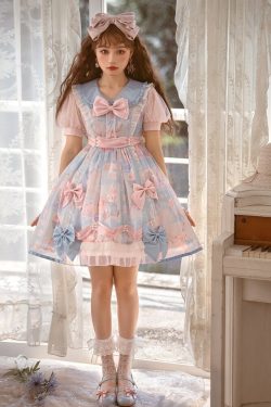 Y2K Lolita Cherry Blossom Dress - Soft Bow, Princess Style