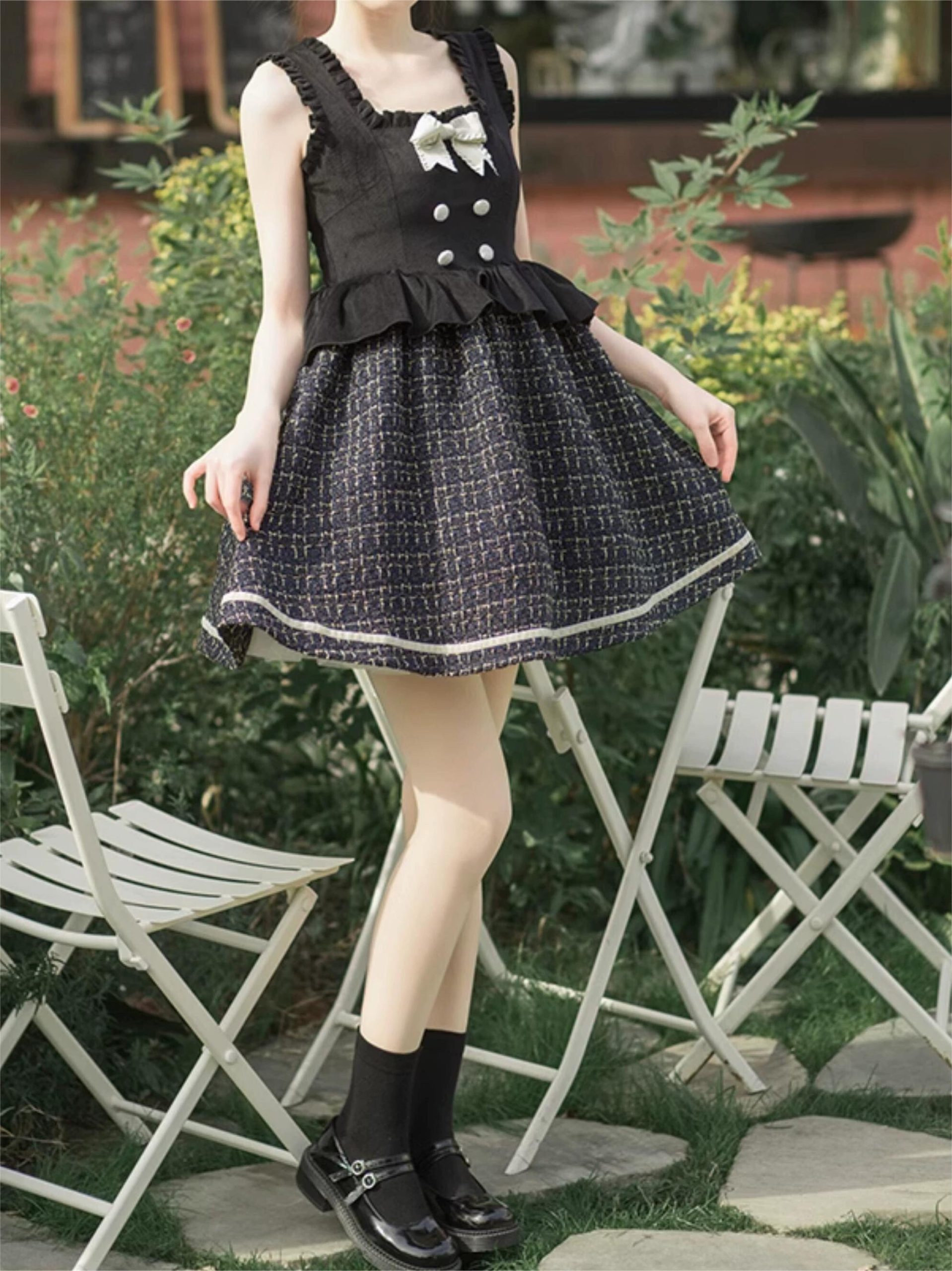 Y2K Lolita Dress with Bow Tie for Graduation Party