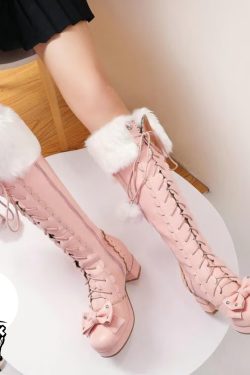 Y2K Lolita High Boots - Trendy Vintage Fashion Footwear