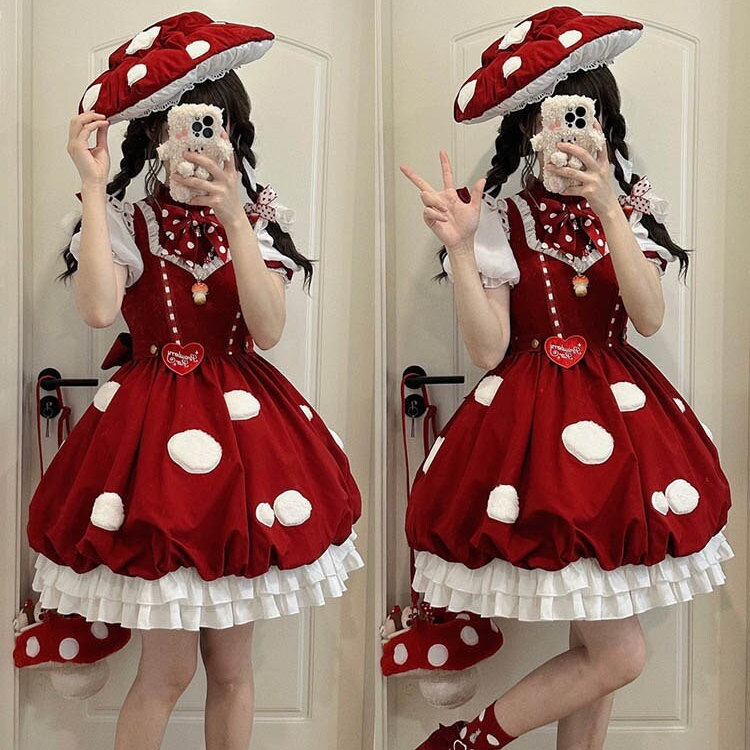Y2K Lolita Red Dress - Ancient Costume Princess Style