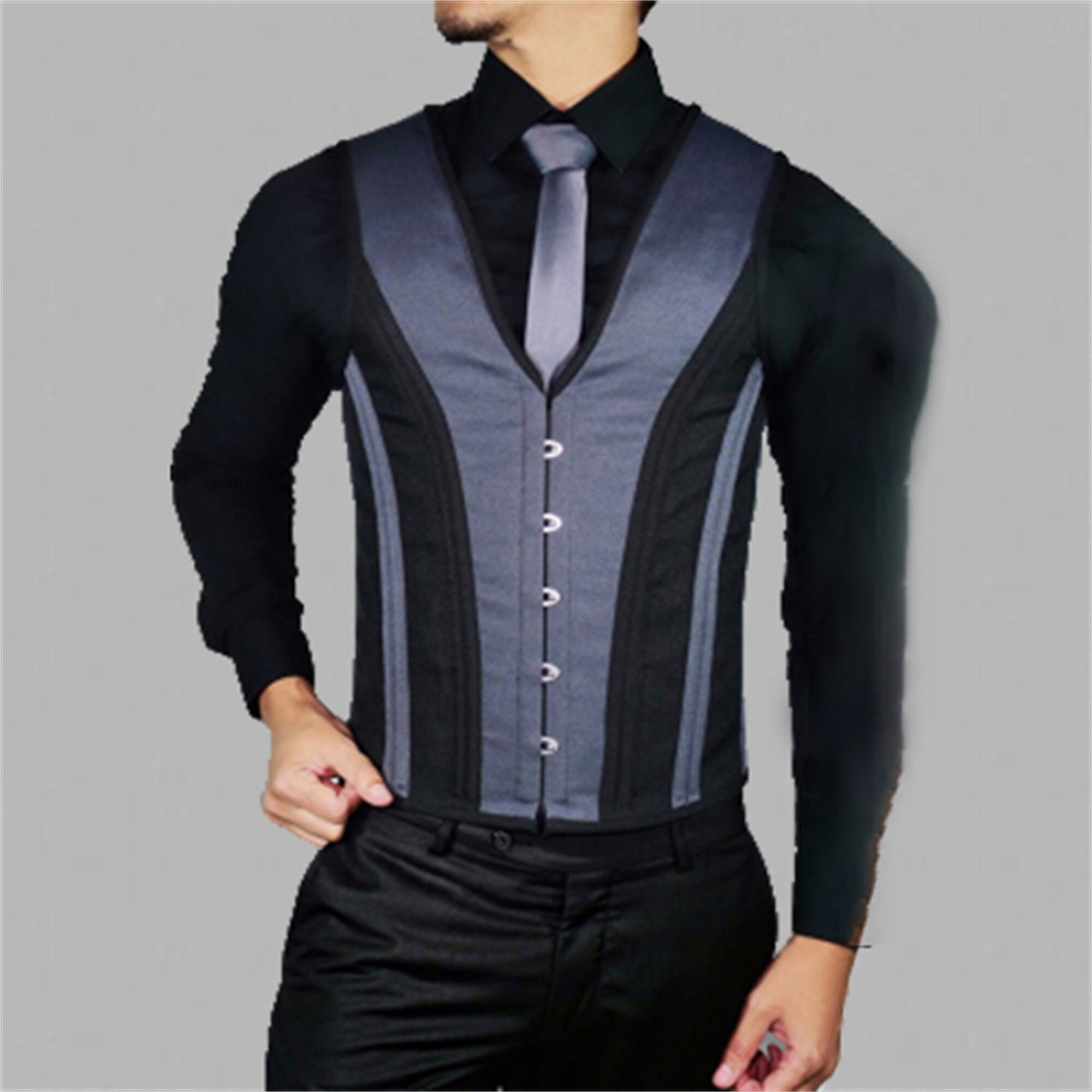 Y2K Men's Lace-Up Corset Vest - Gentleman Costume Waist Trainer