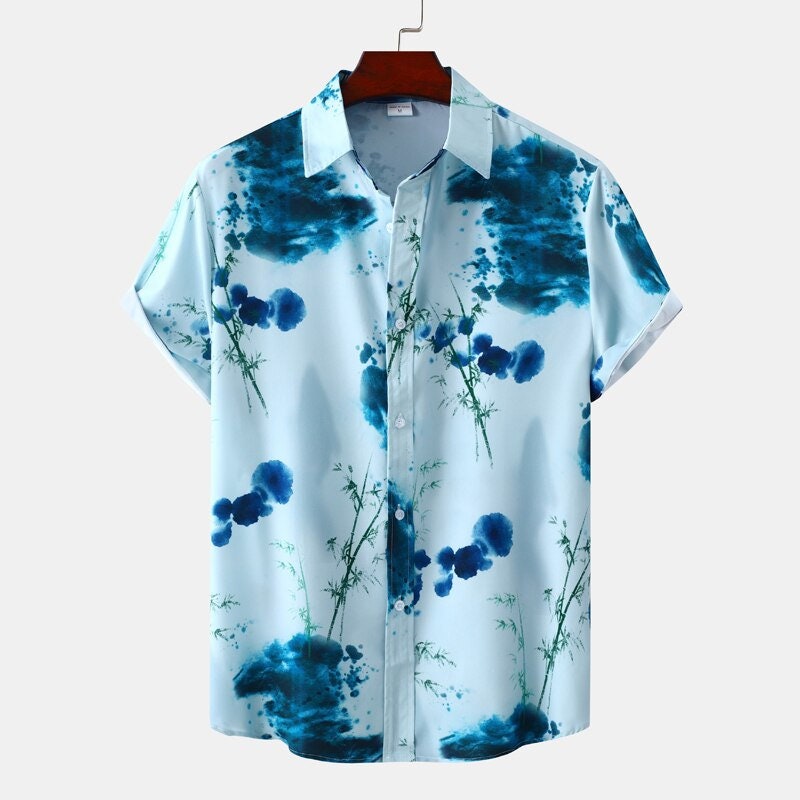 Y2K Men's Splash Ink Hawaiian Beach Party Shirt
