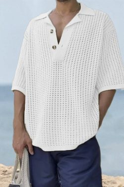 Y2K Men's Spring Summer Casual Loose Polo Shirt