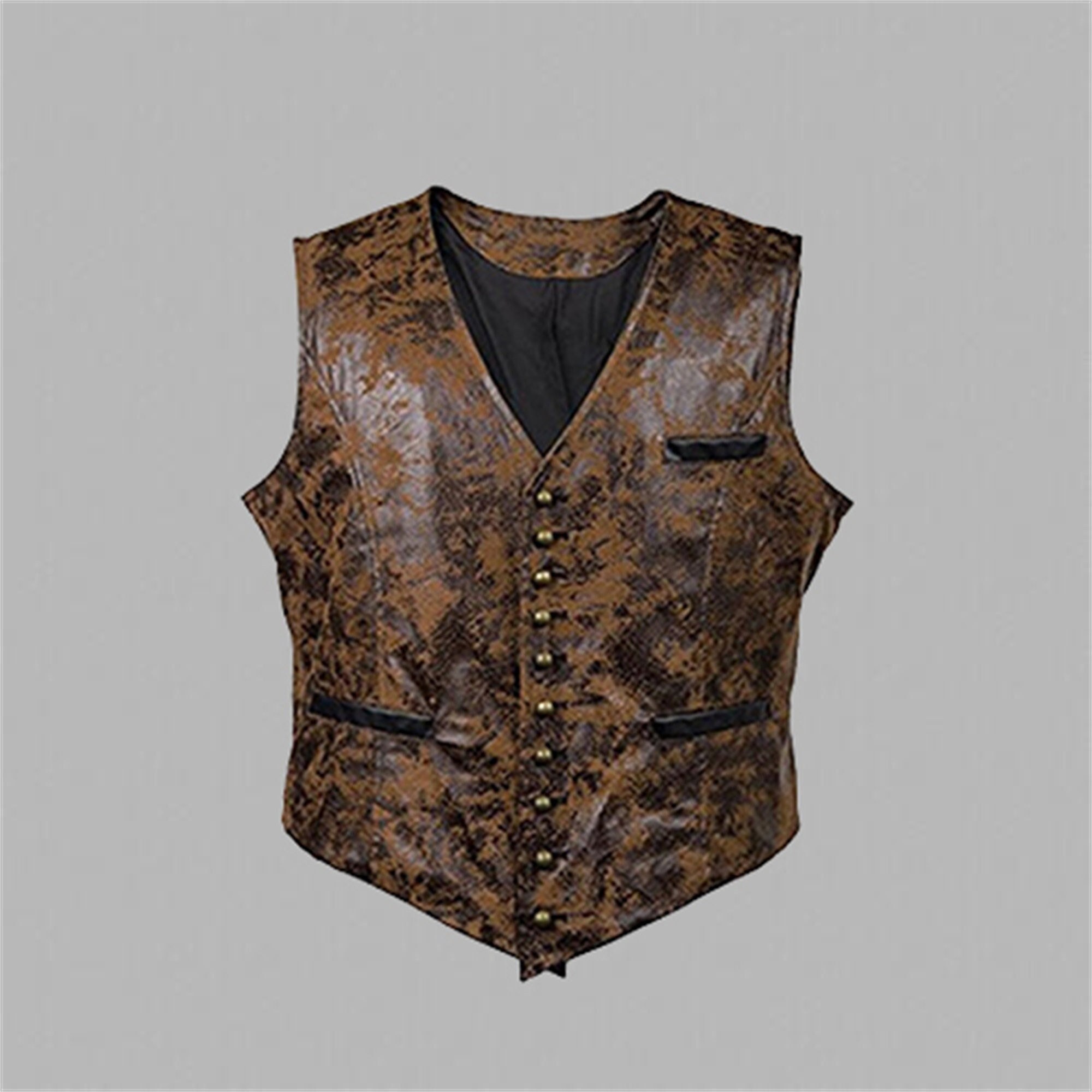 Y2K Men's Vintage PU Leather Single Breasted Vest