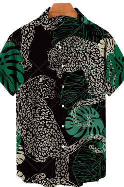 Y2K Men's Vintage Tiger Print Hawaiian Style Shirt