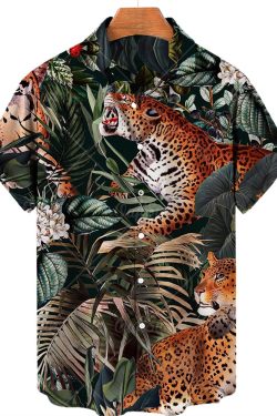 Y2K Men's Vintage Tiger Print Hawaiian Style Shirt