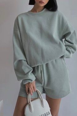 Y2K Monochrome Sweatsuit Shorts Set - Preorder