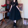 Y2K Navy Collar Lolita Dress - Plus Size, School Style, Mid-length