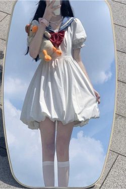 Y2K Navy Lolita College Style Dress Plus Size Summer