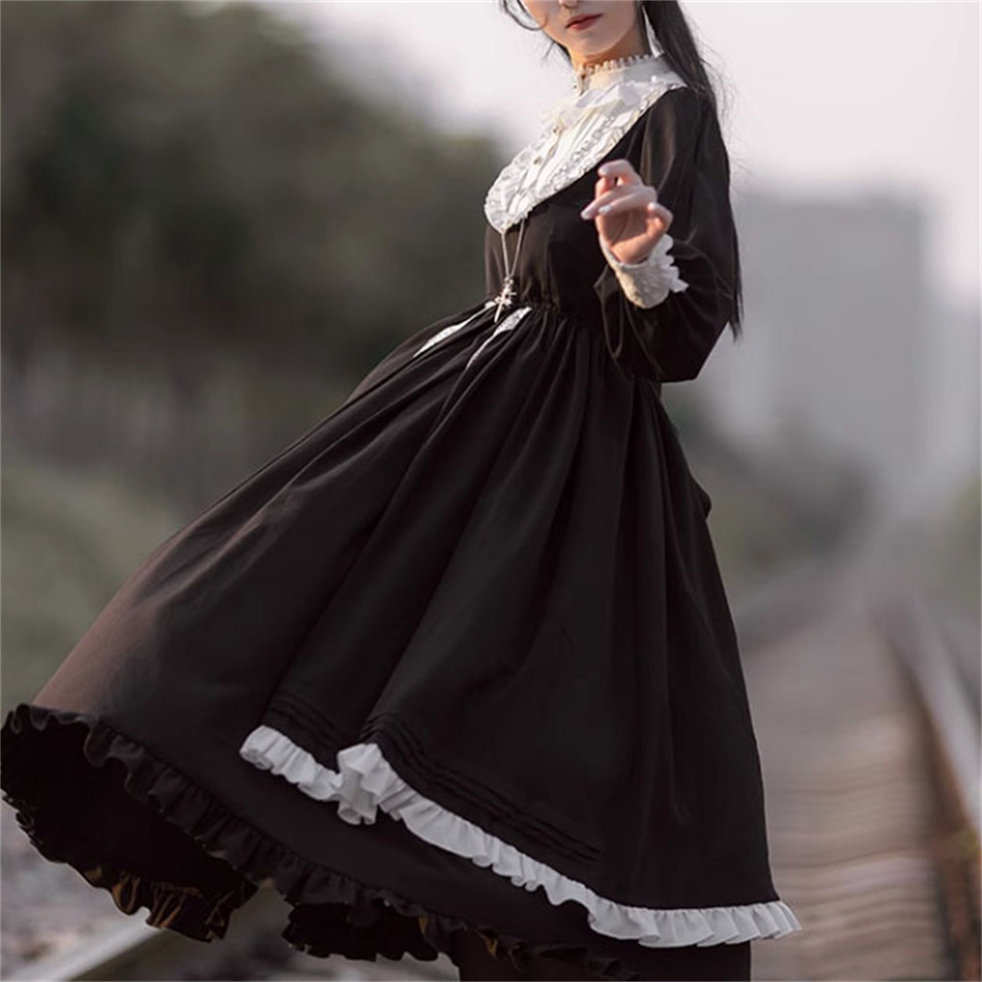 Y2K Nun Style Lolita Princess Dress for Masquerade Party