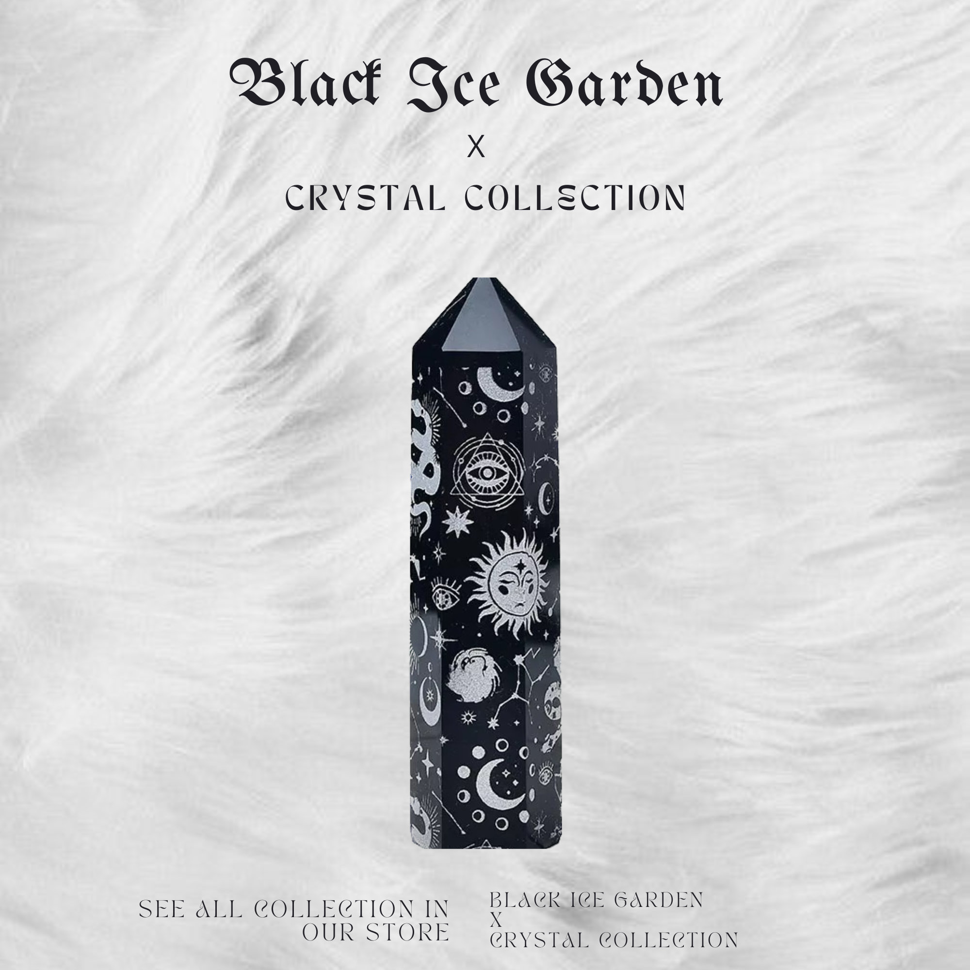 Y2K Obsidian Stone Moon Sun Tarot Crystal Tower