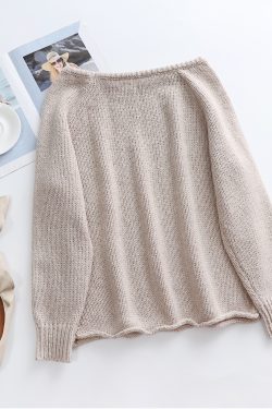 Y2K Off Shoulder Knit Sweater - Cozy Winter Cardigan