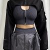 Y2K Open Breast Crop Top - Sexy Short Techwear Rave Outfit