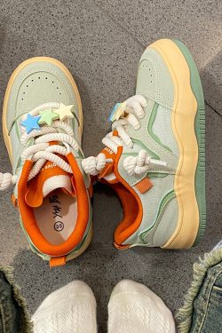 Y2K Orange Platform Sneakers for Women and Unisex Adults