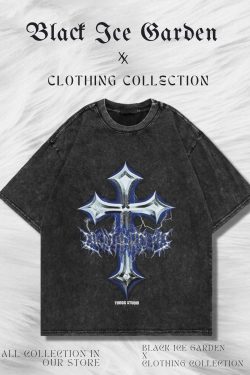 Y2K OverSized Cross Print T-Shirt - Vintage Grunge Style